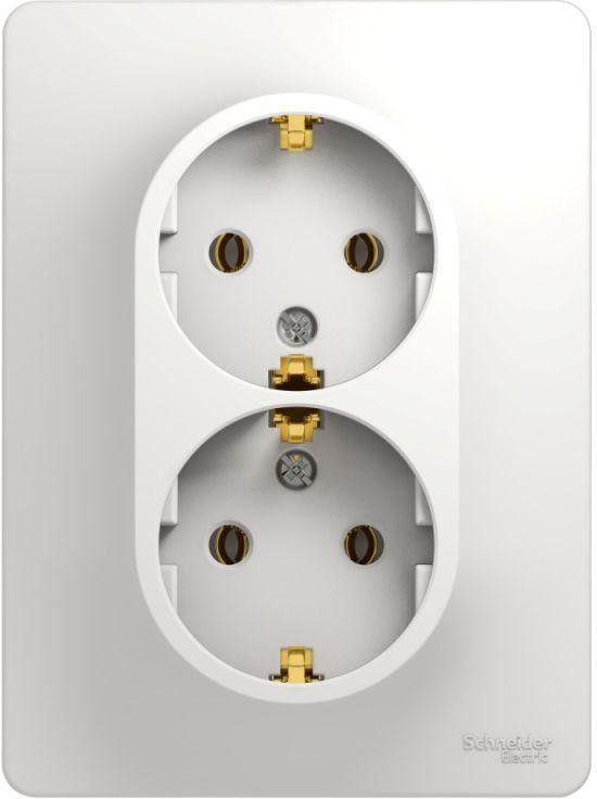 Розетка 2-м СП Glossa 16А IP20 с заземл. в сборе бел. SE GSL000124