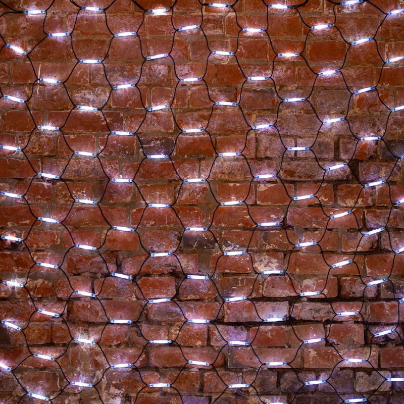 Гирлянда светодиодная Сеть 2x1,5м 288 LED БЕЛЫЙ черный каучук IP67 постоянное свечение 230В блок в комплекте NEON-NIGHT 217-115