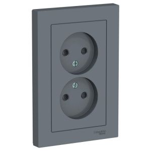 Розетка 2-м СП AtlasDesign 16А IP20 без заземл. защ. шторки в сборе грифель SE ATN000722 1240402