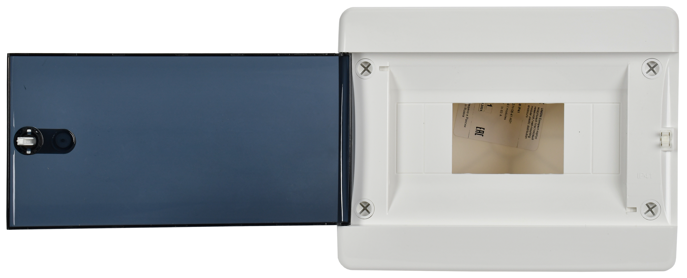 UNION Compact Корпус пластиковый ЩРН-П-8 IP41 черная прозрачная дверь IEK - Фото 6