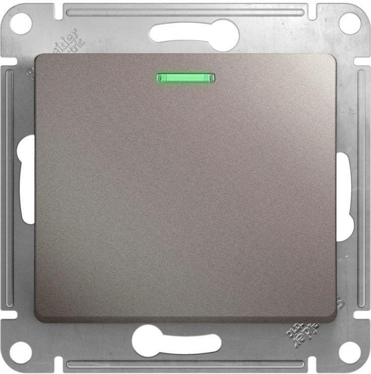 Выключатель 1-кл. СП Glossa 10А IP20 (сх. 1а) 10AX с подсветкой механизм платина SE GSL001213