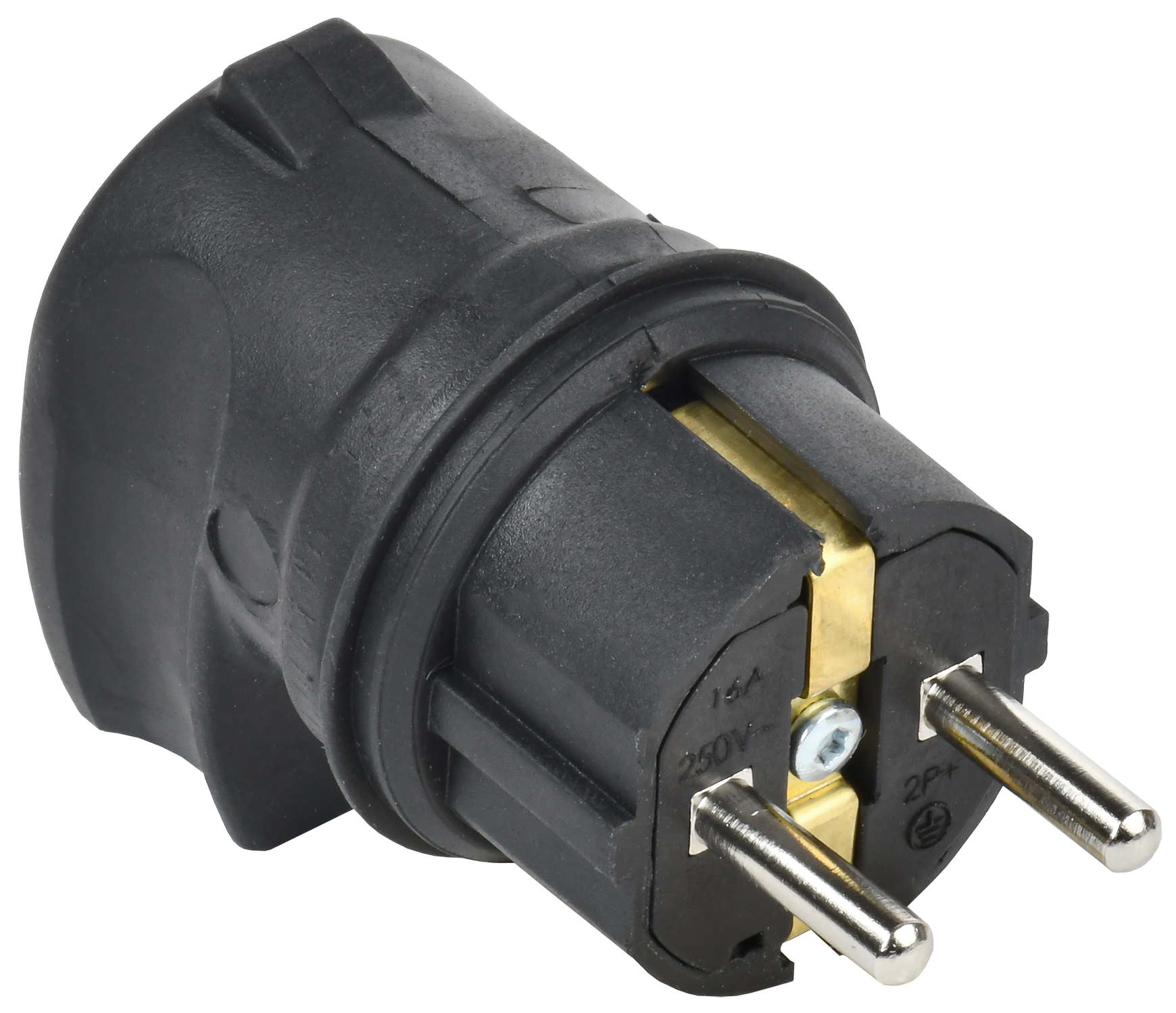 Вилка с боковым вводом 16А IP44 каучук черная GENERICA EVK21-016-01-44-K02-G