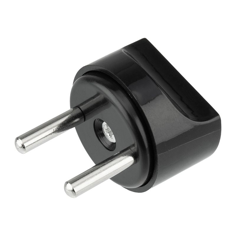 Адаптер сетевой (переходник) с Евро А/F на вилку С1 CEE 7/2 «Питер» 6А б/з черный REXANT 11-1067