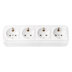 Розетка штепсельная четырехместная с заземляющим контактом открытой установки РА16-266 204BY