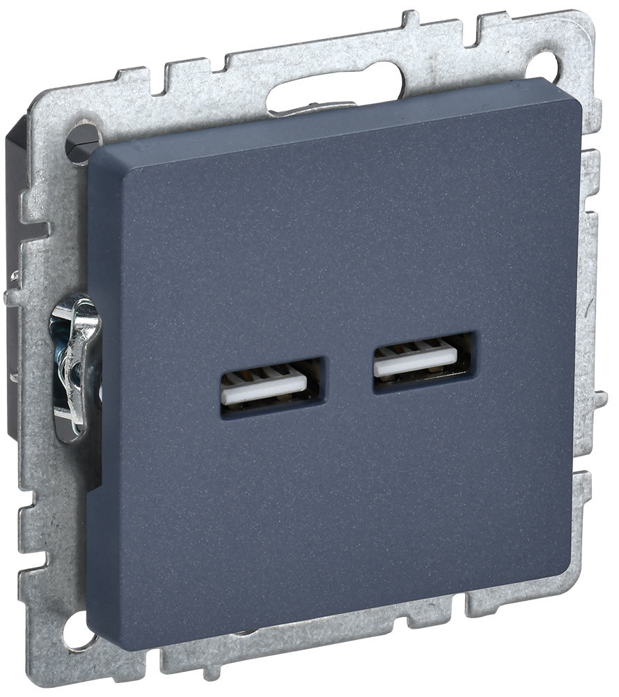 BRITE Розетка USB A+A 5В 3,1А РЮ10-1-БрМ маренго IEK BR-U21-D31-K35