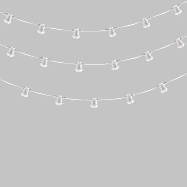 Гирлянда Белт-Лайт 2 жилы, 50м, шаг 20см, 250 патронов E27, IP65, белый круглый провод NEON-NIGHT 331-244