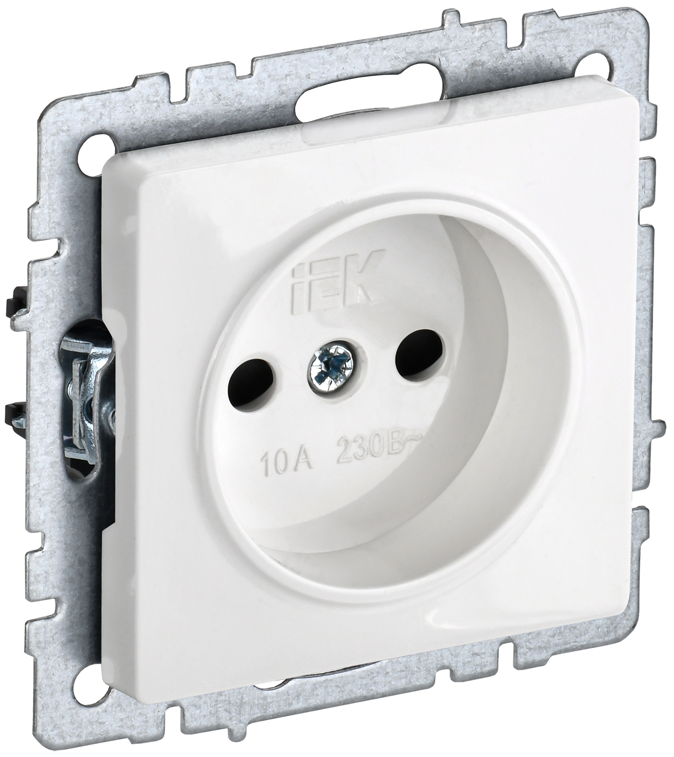 BRITE Розетка 1-местная без заземления с защитными шторками 10А РСш10-2-БрБ белый IEK BR-R13-10-K01