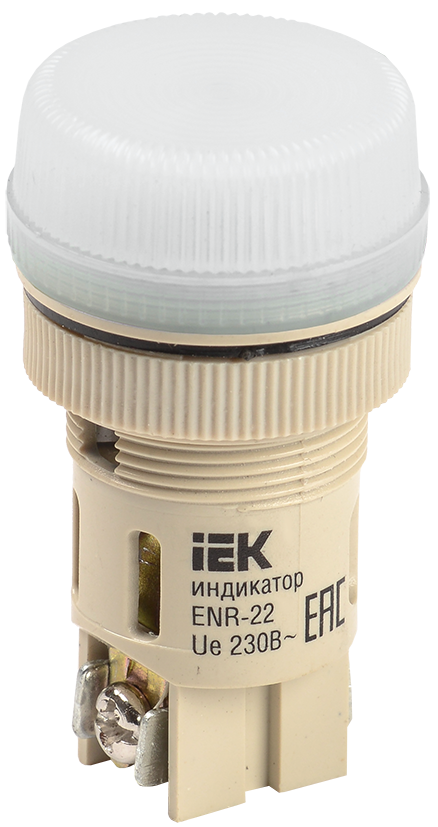 Лампа ENR-22 сигнальная d=22мм белый неон/240В цилиндр IEK