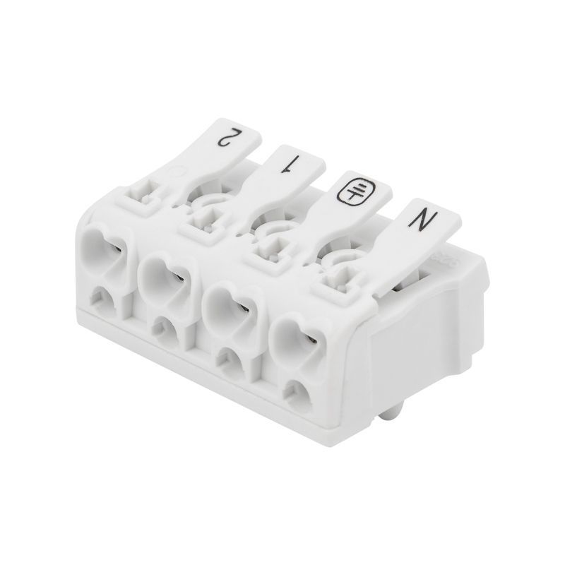 Клемма пружинная соединительная КСП 4-полюсная с монтажными ножками (50 шт./уп.) REXANT 07-6216-1