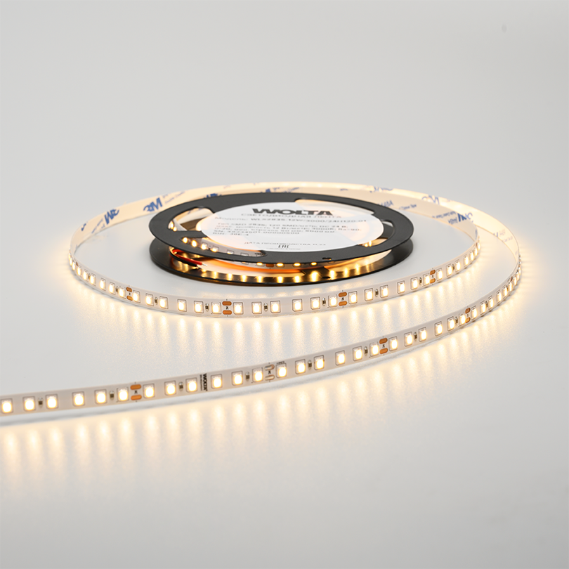 Светодиодная лента WOLTA WLS2835-12W/3000/24H120-01 SMD2835 12Вт 3000К 24В IP20 1600лм/м  120led/m - Фото 3