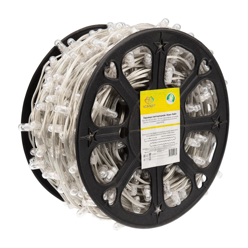 Гирлянда LED Клип-лайт 12 V, прозрачный ПВХ, 150 мм, цвет диодов Теплый белый, Flashing (Белый) - Фото 4