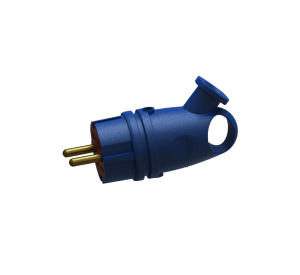 Вилка переносная угловая с кольцом каучук В 16-003 (синий) с заземлением ВЭТП0010