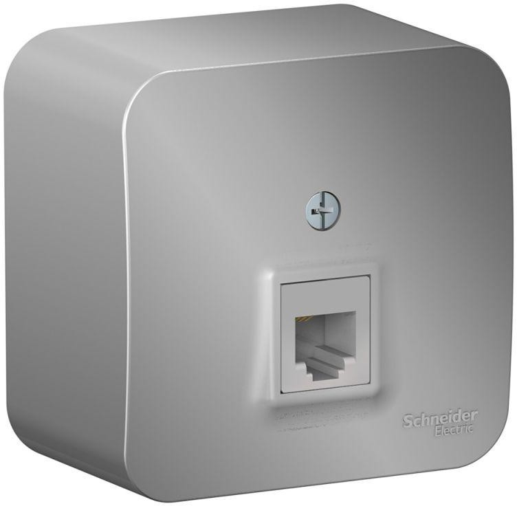 Розетка телефонная 1-м ОП Blanca RJ11 с изолир. пластиной алюм. SE BLNIA011003