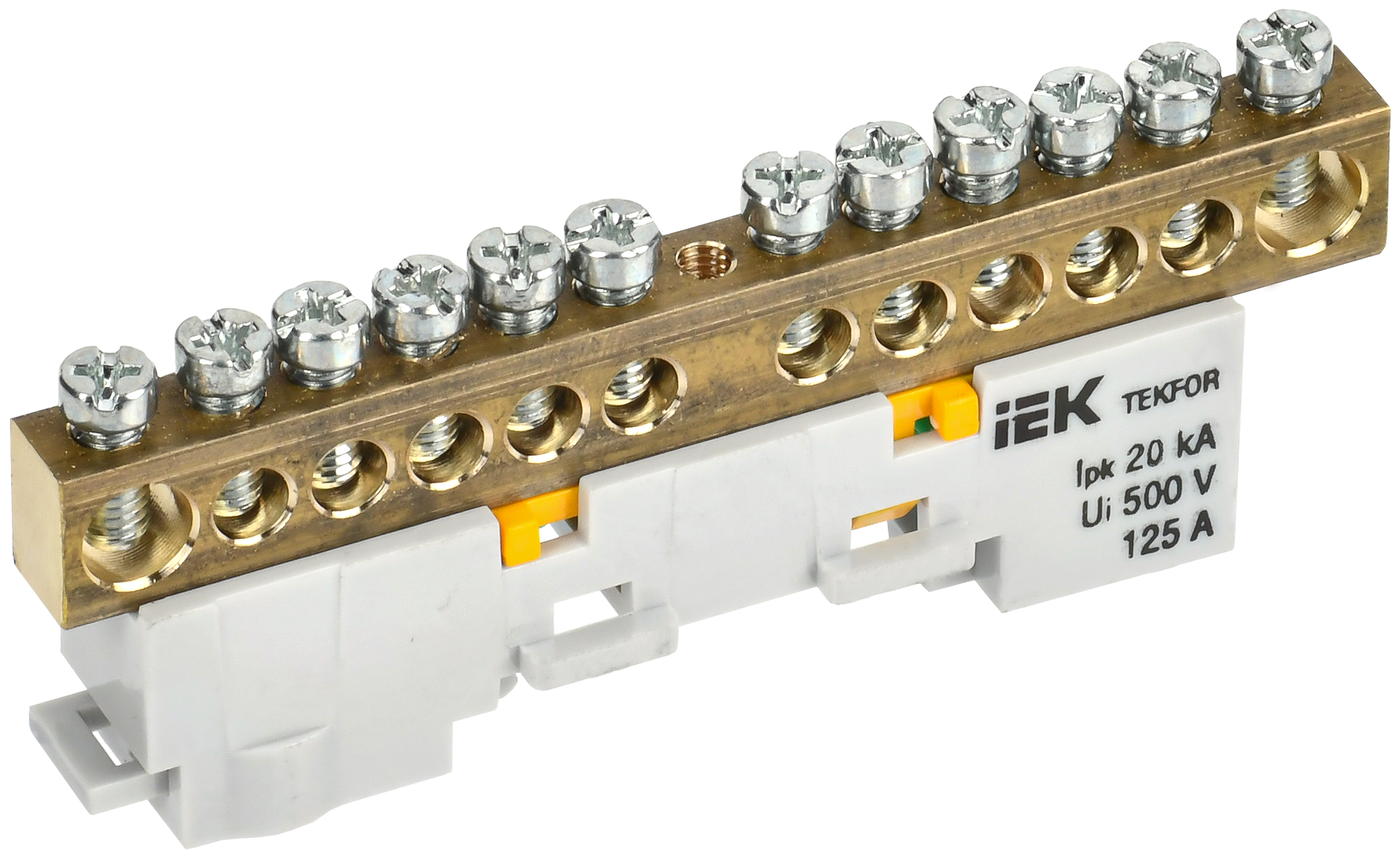 TEKFOR Шина PE "земля" неизолированная на универсальном держателе 8х12-12-Ж IEK TF-NN20-12-DL-K05