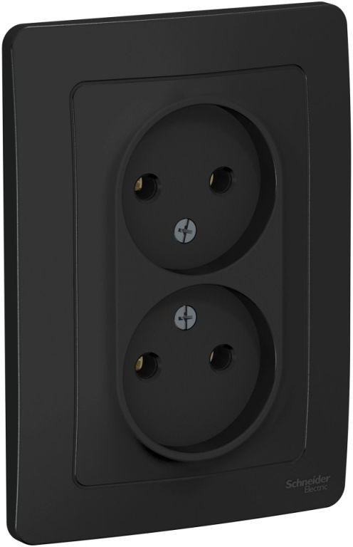 Розетка 2-м СП Blanca 16А IP20 250В без заземл. без защ. шторок антрацит SE BLNRS000026