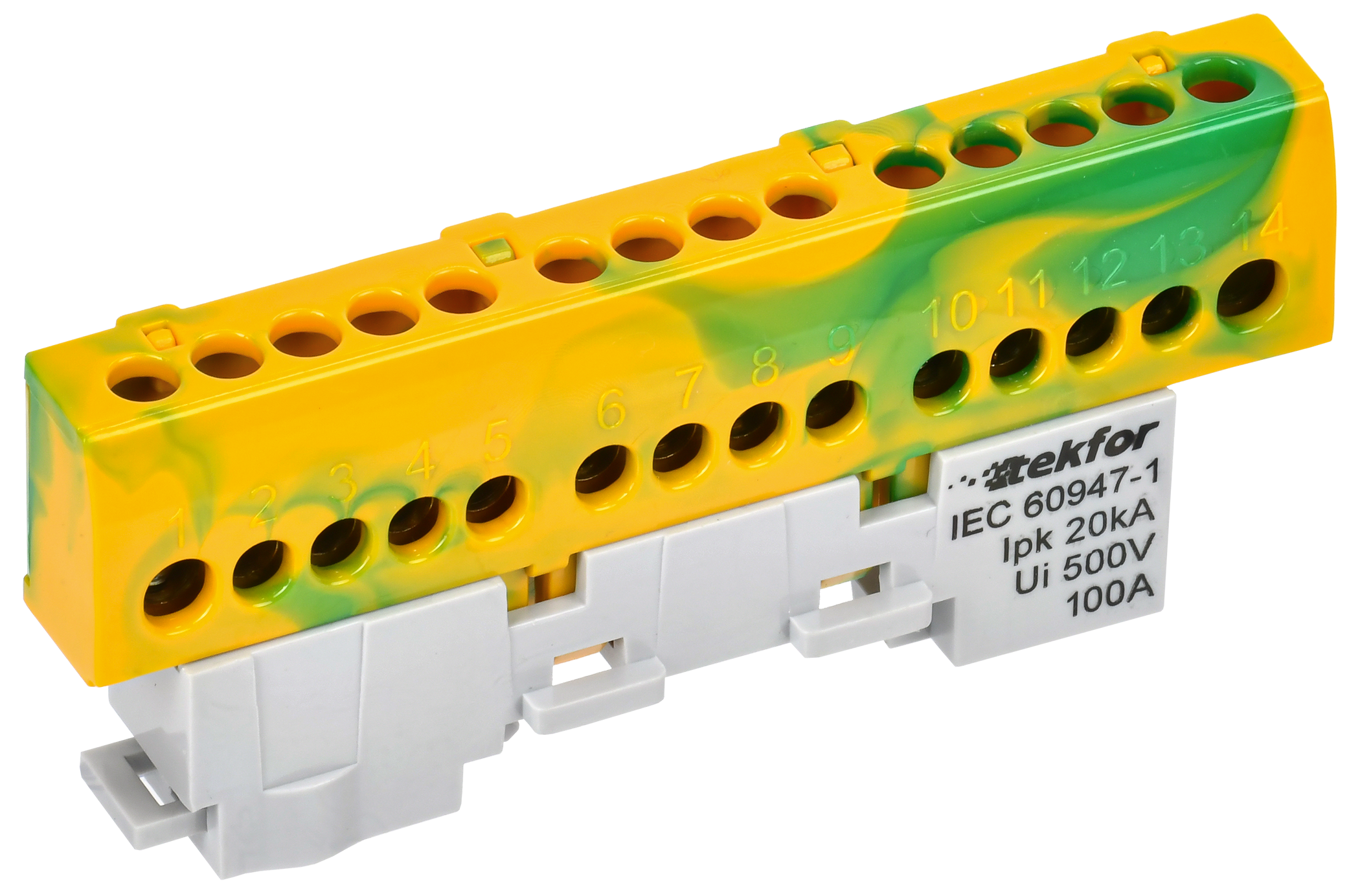 TEKFOR Шина PE "земля" изол на универсальном держателе 6х9-14-ЖЗ IEK TF-NN10-14-KL-K52