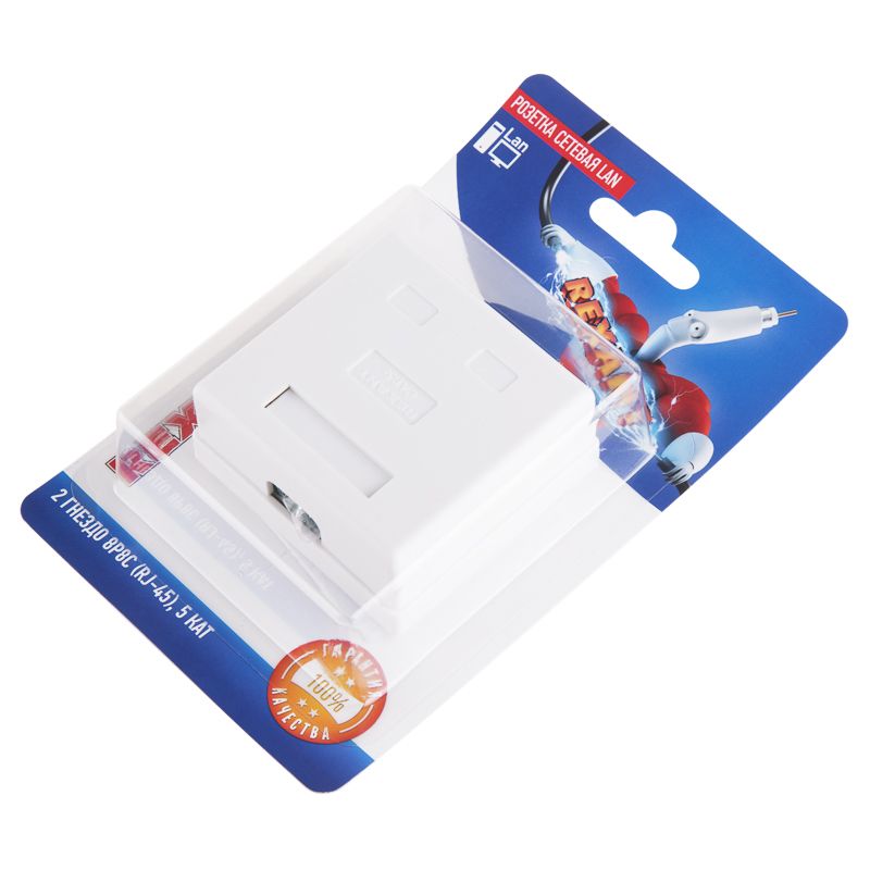 Розетка сетевая LAN, на стену, 2 гнездо 8Р8С (RJ-45), CAT 5е REXANT - Фото 3