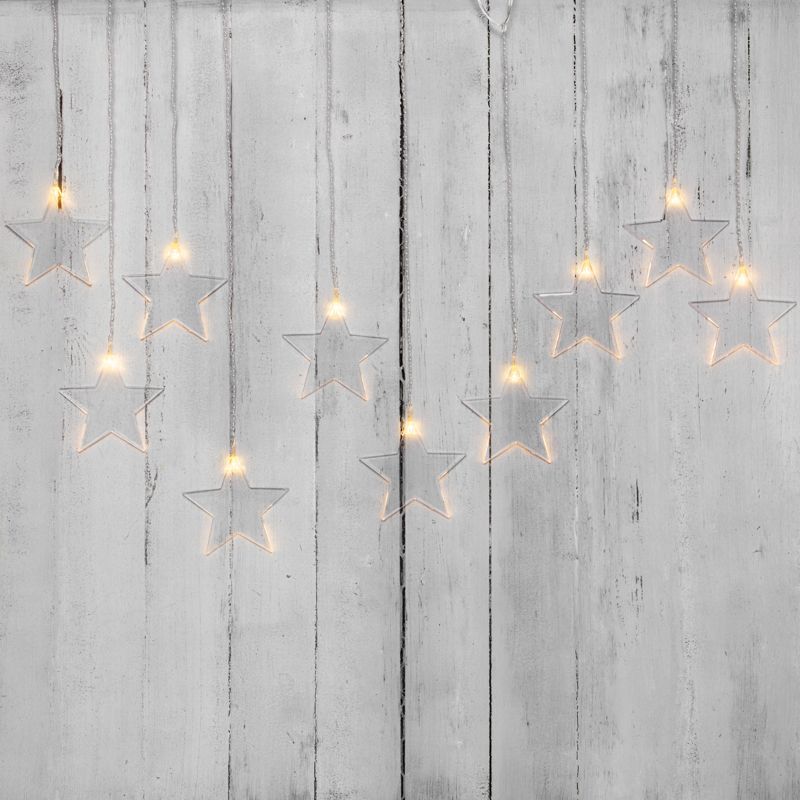 Гирлянда светодиодная Звезды 1,5х0,6 м, прозрачный провод, теплый белый свет свечения NEON-NIGHT 303-030