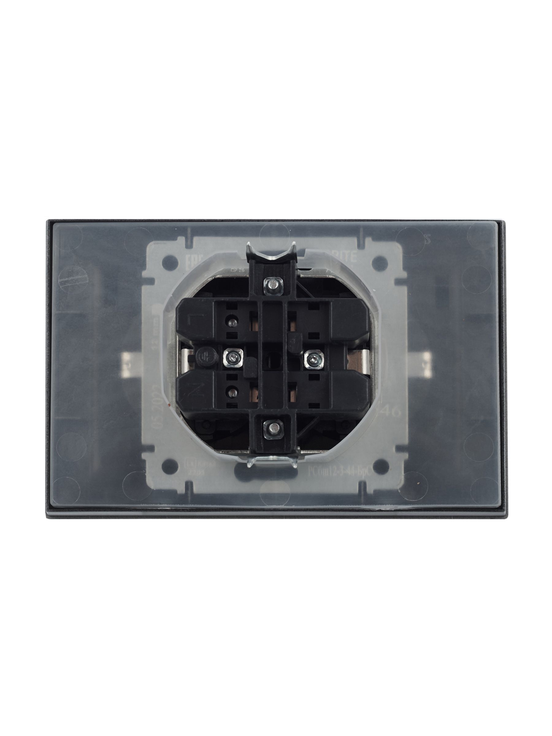 BRITE Розетка 2-местная с заземлением с защитными шторками и крышкой 16А в сборе IP44 РСбш12-3-44-БрС сталь IEK - Фото 7