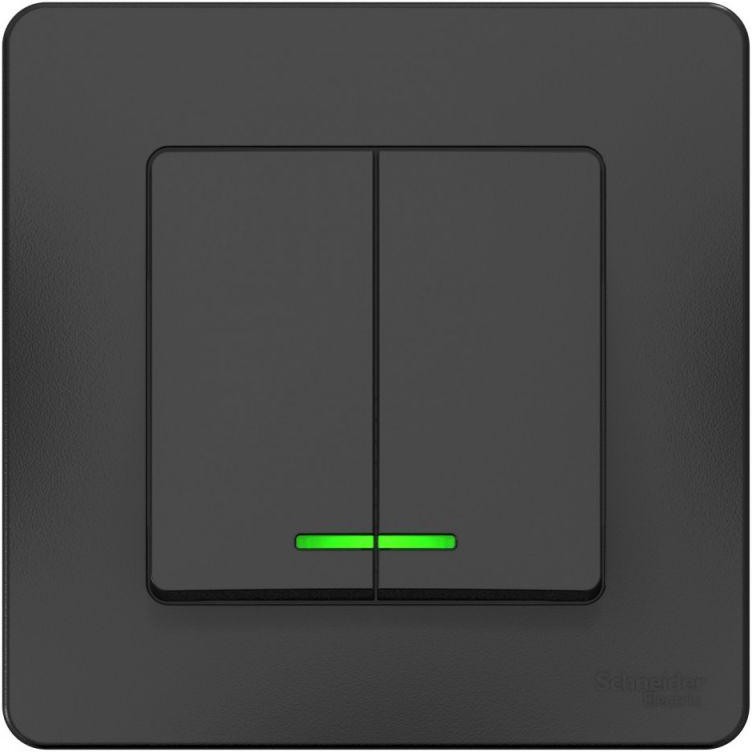 Выключатель 2-кл. СП Blanca 10А IP20 (сх. 5) 250В с подсветкой антрацит SE BLNVS010516 - Фото 3