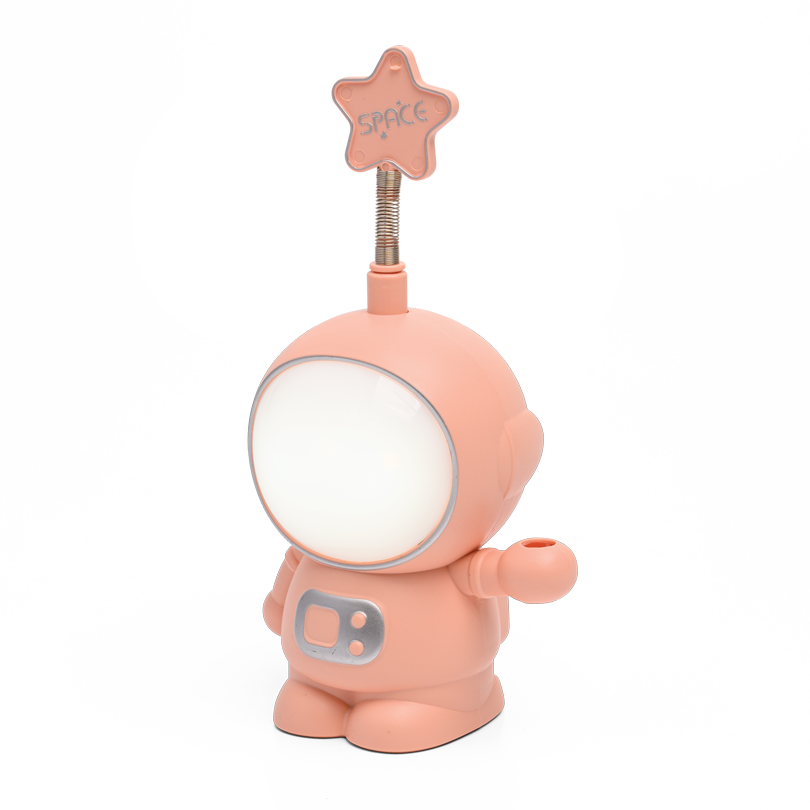 Детский ночник LUMIN'ARTE TL02 теплый белый +RGB КОСМОНАВТ розовый + точилка, аккумуляторный, USB-кабель, 190х90х70 TL02