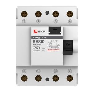 УЗО 4P 40А 30мА тип АС эл. Basic