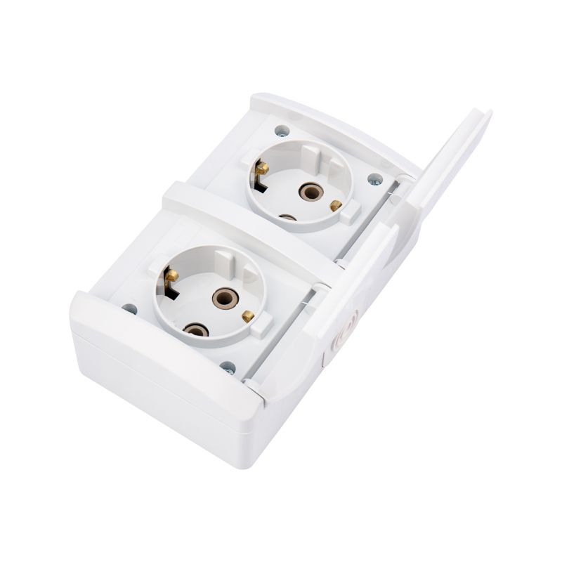 Блок горизонтальный 2 розетки (керамика) INDUSTRIAL IP54 с/з, о/у, белый KRANZ - Фото 3