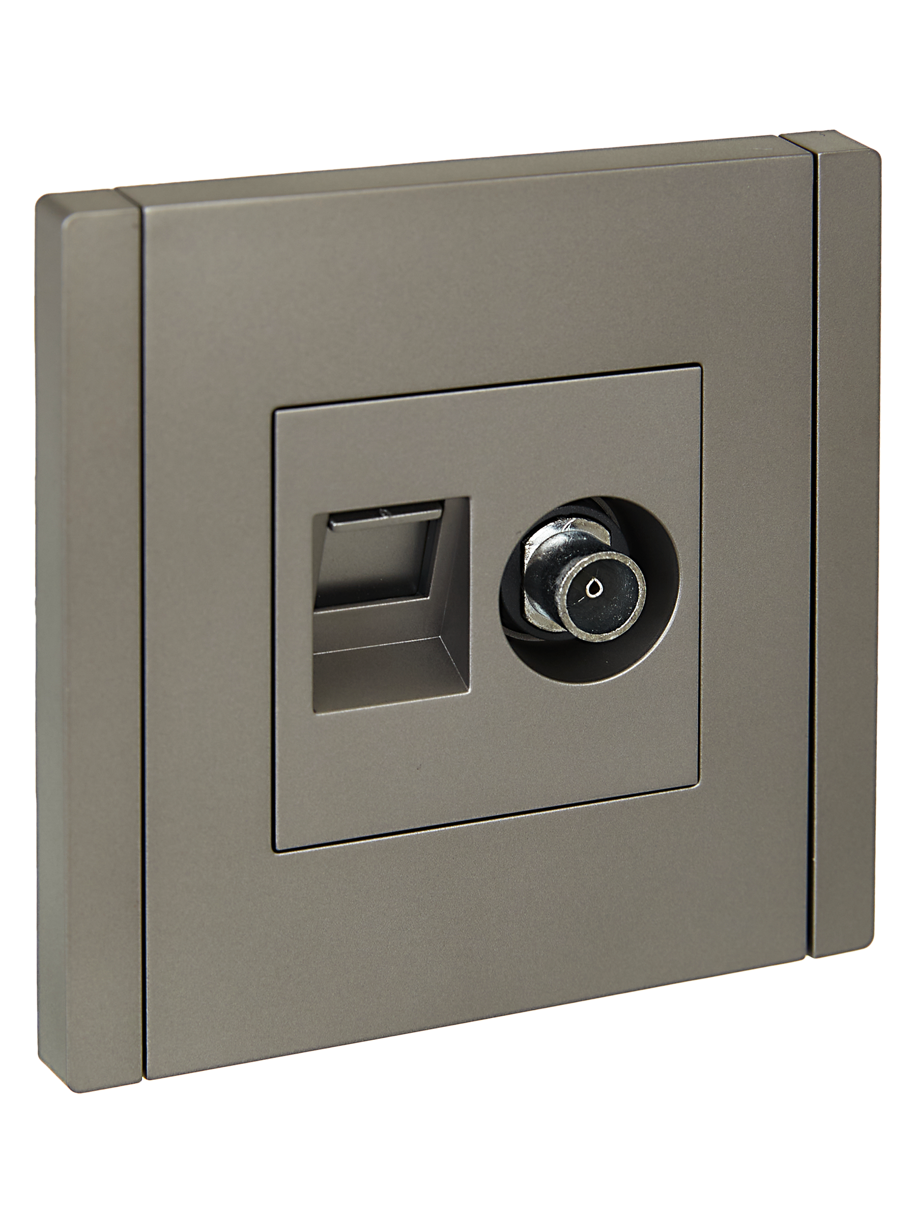 FORTE&PIANO Розетка двойная TV+RJ45 кат.5E FP536 сталь IEK FP-AK20-1-K46