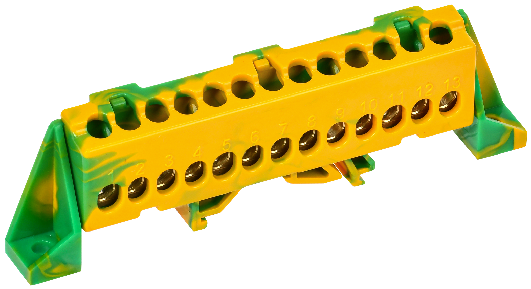 TEKFOR Шина PE "земля" в комбинированном DIN-изоляторе "Стойка" 6х9-13-ЖЗ IEK TF-NN10-13-DP-K52