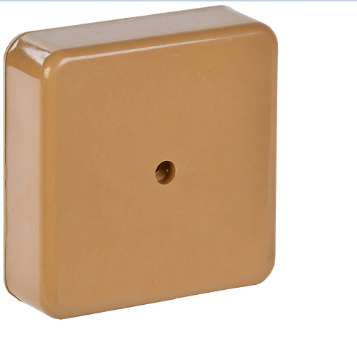 Коробка распаячная КМ41212-03 для открытой проводки безгалогенная (HF) 75х75х20мм светлое дерево (6 клемм 6мм2) IEK