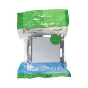 Розетка 1-м СП AtlasDesign 16А IP20 с заземл. защ. шторки с крышкой механизм алюм. SE ATN000346 1240243