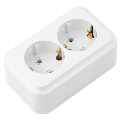 Розетка двухместная с заземляющим контактом открытой установки РА16-250 - Фото 2