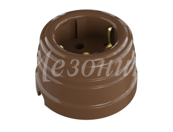 Розетка ретро пластиковая, двухполюсная, с заземляющим контактом, IP20, цвет - какао, УСАДЬБА, ТМ "М
