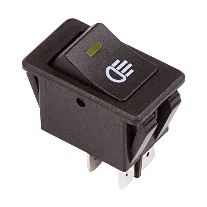 Выключатель клавишный 12V 35А (4с) ON-OFF  с желтой LED подсветкой  (ASW-17D)  REXANT 36-4442