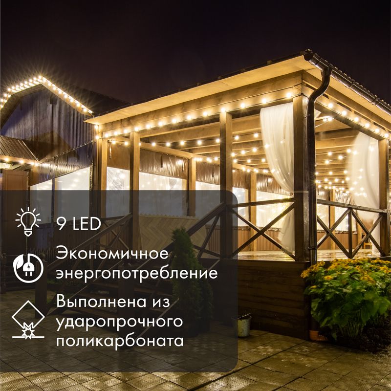 Лампа светодиодная, диаметр 50мм, E27, 9 LED, 1Вт, СИНИЙ, прозрачная колба, 230В NEON-NIGHT - Фото 2