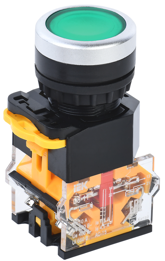 Кнопка управления D8-11 d=22мм 1з+1р зеленая IEK