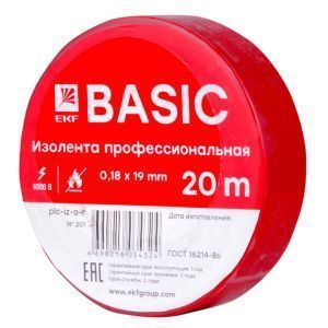 Изолента 0,18х19мм (20м.) красная EKF plc-iz-a-r