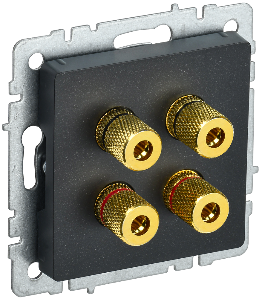BRITE Аудиорозетка 4-местная РА10-БрЧ черный IEK BR-S40-K02