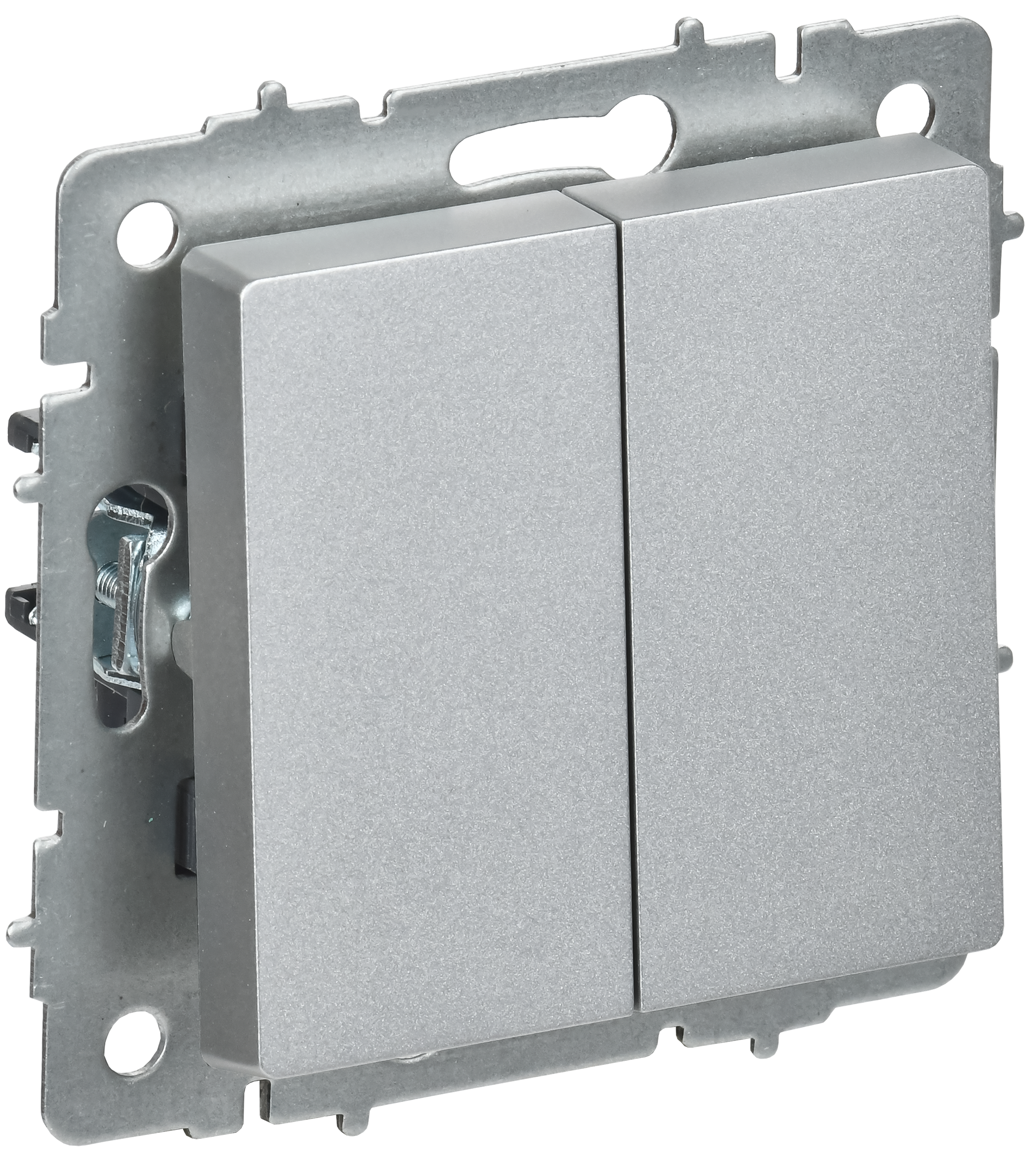 BRITE Выключатель 2-клавишный перекрестный 10А ВС10-2-3-БрА алюминий IEK BR-V23-0-10-K47