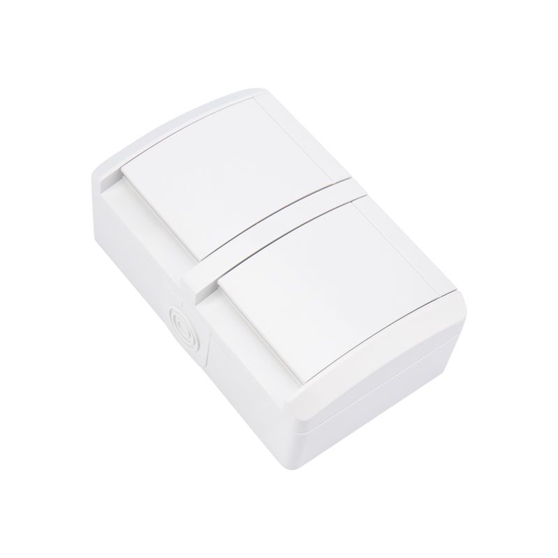 Блок горизонтальный 2 розетки (керамика) INDUSTRIAL IP54 с/з, о/у, белый KRANZ