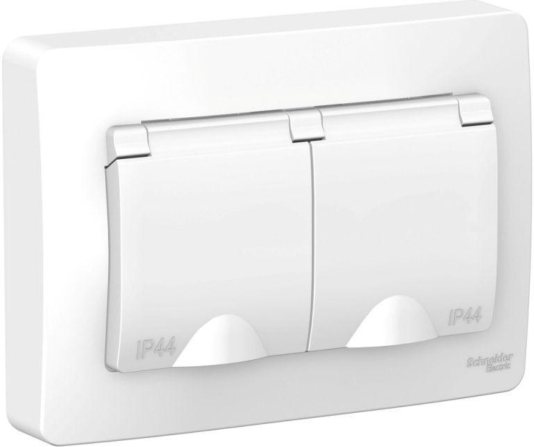 Розетка 2-м СП Blanca 16А IP44 250В с заземл. защ. шторки с крышкой бел. SE BLNRS441121