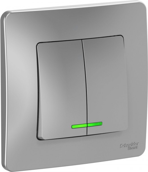 Выключатель 2-кл. СП Blanca 10А IP20 (сх. 5) 250В с подсветкой алюм. SE BLNVS010513 - Фото 3