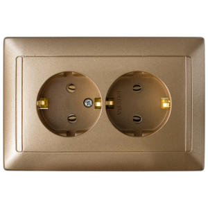 Розетка штепсельная двухместная с заземляющим контактом скрытой установки (установка в одноместную м