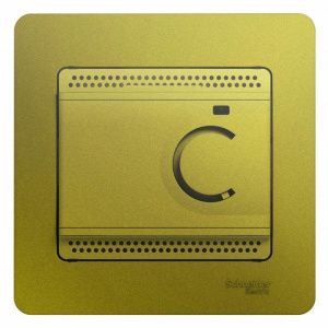 Термостат Glossa электронный для теплого пола с датчиком +5град.C +50град.C 10А в сборе фисташк. Sch