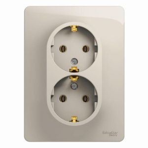 Розетка 2-м СП Glossa 16А IP20 250В с заземл. в сборе молоч. SE GSL000924 454449