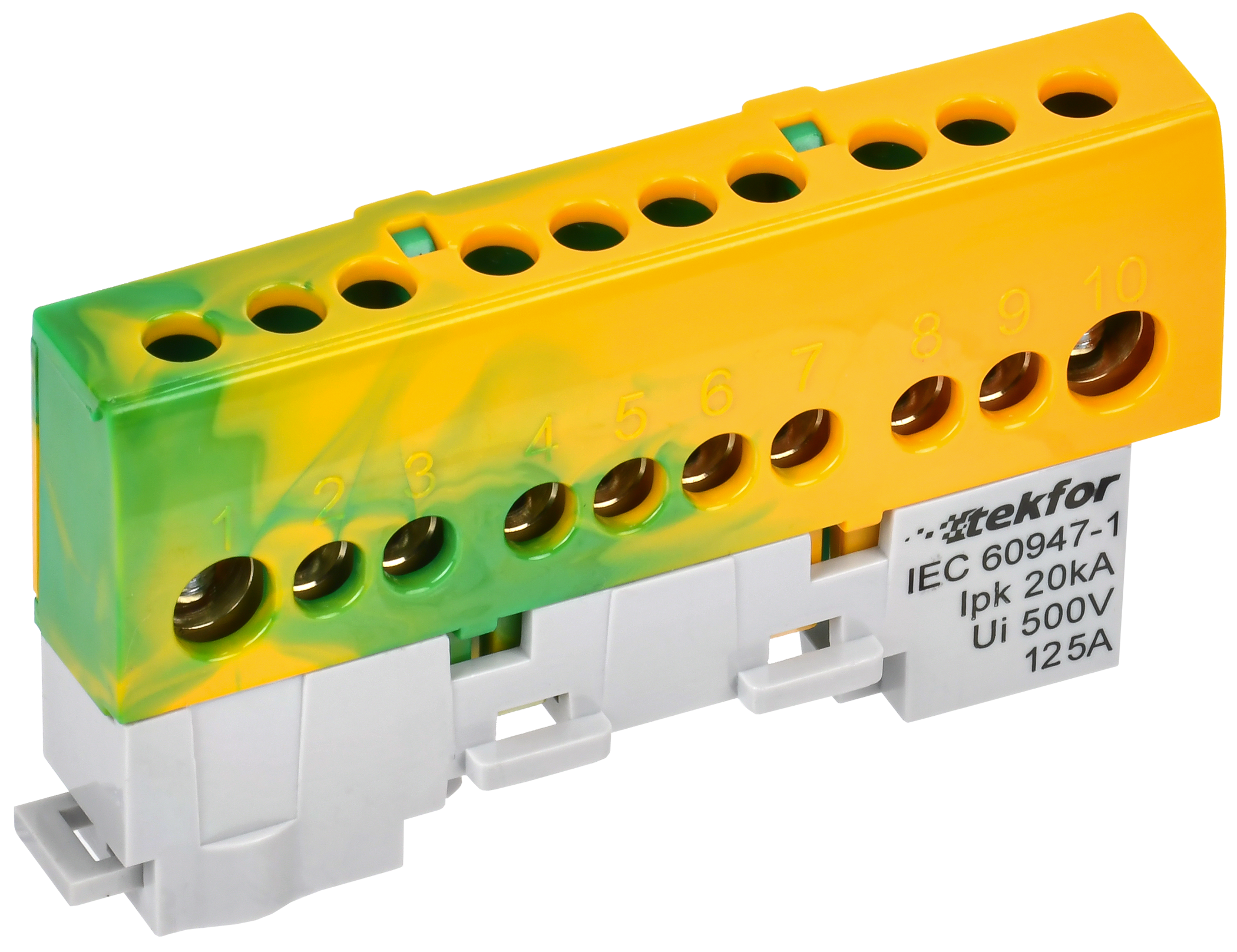 TEKFOR Шина PE "земля" изолированная на универсальном держателе 8х12-10-ЖЗ IEK TF-NN20-10-KL-K52