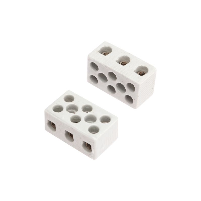 Клемма керамическая винтовая КВ 10 мм² 3 пары контактов с крепежным отверстием (84 шт./уп.) REXANT 07-6226