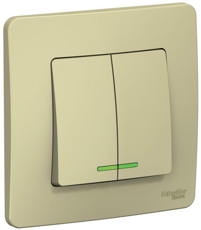 Выключатель 2-кл. СП Blanca 10А IP20 (сх. 5) 250В с подсветкой беж. SE BLNVS010517