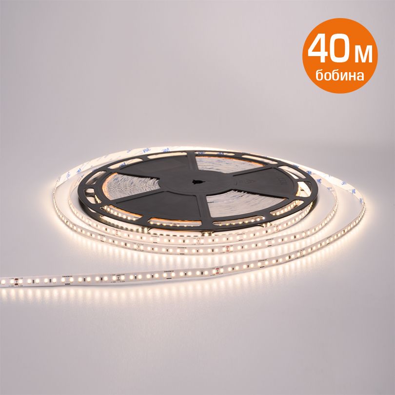 Светодиодная лента стабилизированная WOLTA WLS2835-10W/3000/48H120-01 SMD2835 10Вт 3000К 48В IP20 1300лм/м 120led/м 10мм (бабина - 40м)