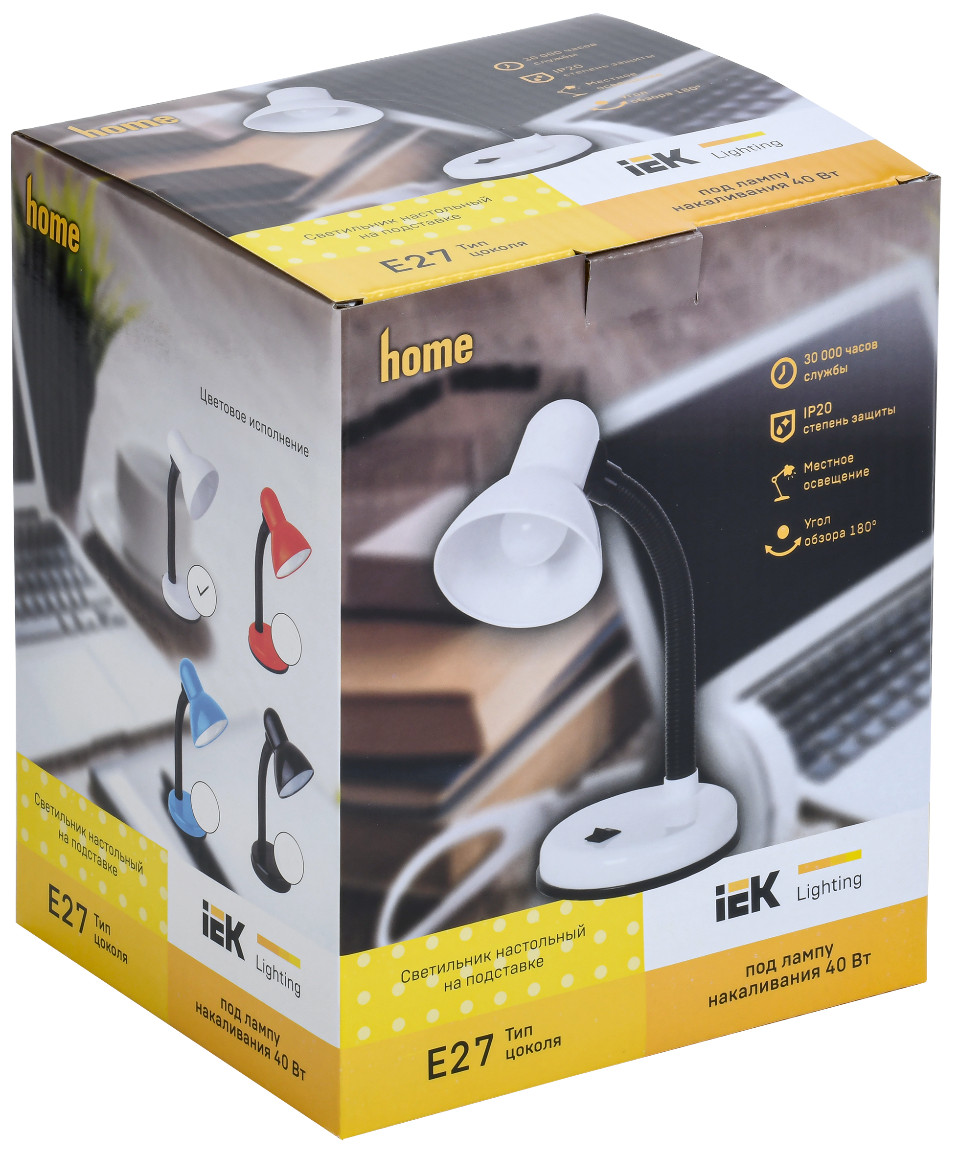 LIGHTING Светильник настольный 1002 на подставке Е27 белый IEK